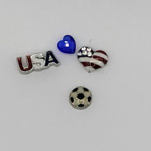 Origami Owl Red White and Blue Soccer Charm Set